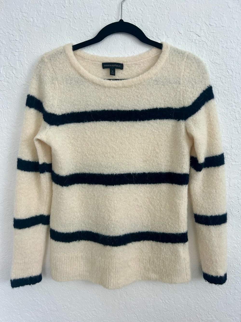 Banana Republic Cream Sweater with Black Horizontal Stripes